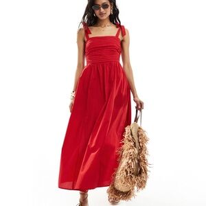 Abercrombie & Fitch Red Midi Dress